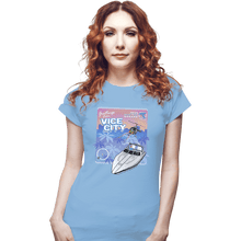Load image into Gallery viewer, Shirts Fitted Shirts, Woman / Small / Powder Blue Greetings From Vice City
