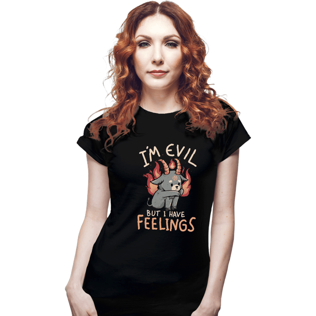 Daily_Deal_Shirts Fitted Shirts, Woman / Small / Black I'm Evil But I Have Feelings