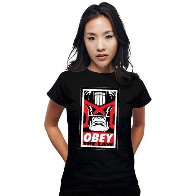 Daily_Deal_Shirts Fitted Shirts, Woman / Small / Black Obey The Law