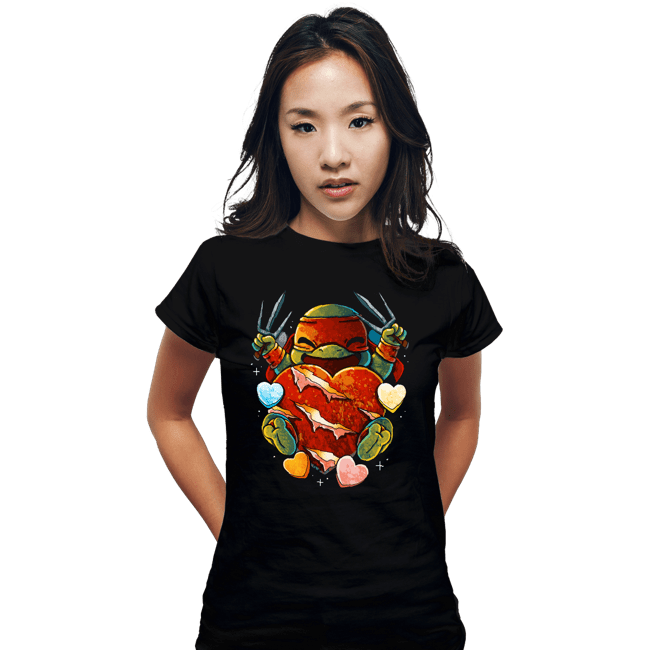 Daily_Deal_Shirts Fitted Shirts, Woman / Small / Black Love Turtle