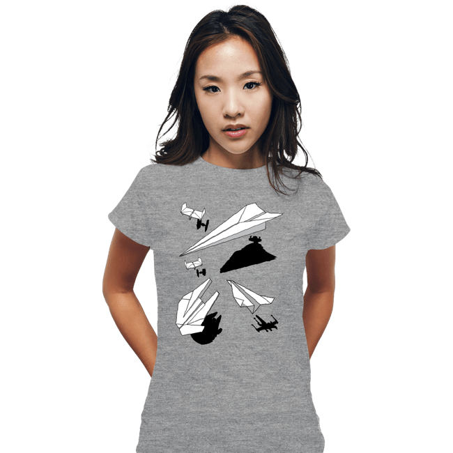 Daily_Deal_Shirts Fitted Shirts, Woman / Small / Sports Grey Paper Wars