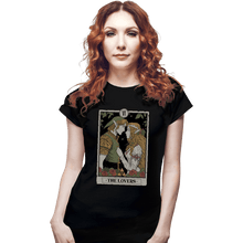 Load image into Gallery viewer, Daily_Deal_Shirts Fitted Shirts, Woman / Small / Black The Lovers Vintage Tarot
