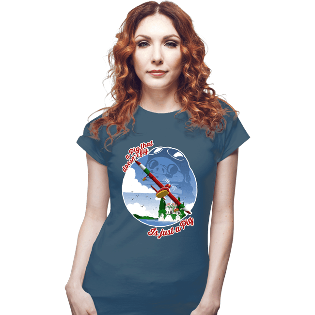 Shirts Fitted Shirts, Woman / Small / Indigo Blue A Pig That Doesn't Fly