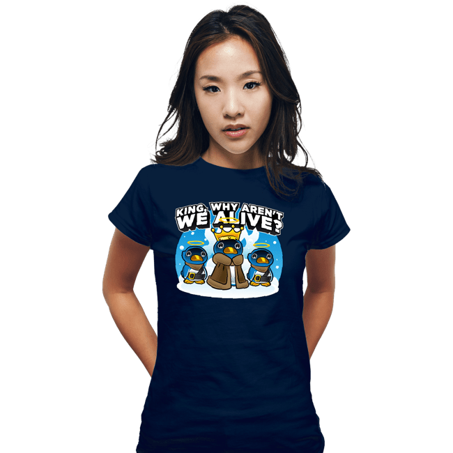 Daily_Deal_Shirts Fitted Shirts, Woman / Small / Navy Penguin King