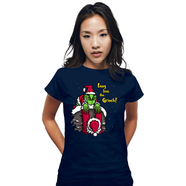 Daily_Deal_Shirts Fitted Shirts, Woman / Small / Navy Long Live The Grinch