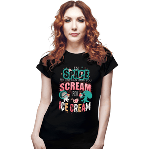 Daily_Deal_Shirts Fitted Shirts, Woman / Small / Black Scream for Ice Cream