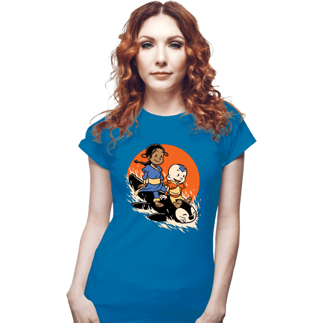 Secret_Shirts Fitted Shirts, Woman / Small / Sapphire Penguin Sledding!