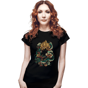 Shirts Fitted Shirts, Woman / Small / Black Colorful Dragon