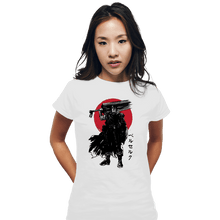 Load image into Gallery viewer, Daily_Deal_Shirts Fitted Shirts, Woman / Small / White Black Swordsman Sumi-e
