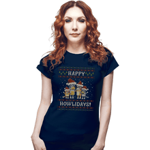 Load image into Gallery viewer, Daily_Deal_Shirts Fitted Shirts, Woman / Small / Navy Happy Howlidays
