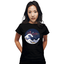 Load image into Gallery viewer, Daily_Deal_Shirts Fitted Shirts, Woman / Small / Black Surfing The Great Wave
