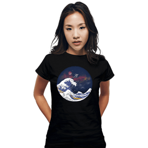 Daily_Deal_Shirts Fitted Shirts, Woman / Small / Black Surfing The Great Wave