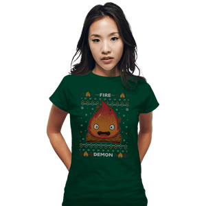 Secret_Shirts Fitted Shirts, Woman / Small / Irish Green Fire Demon Christmas