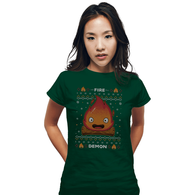 Secret_Shirts Fitted Shirts, Woman / Small / Irish Green Fire Demon Christmas