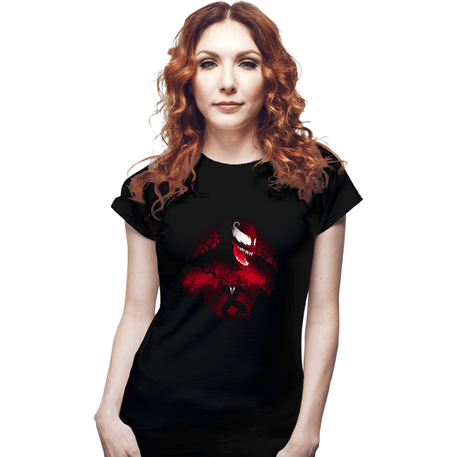 Daily_Deal_Shirts Fitted Shirts, Woman / Small / Black Red Symbiote