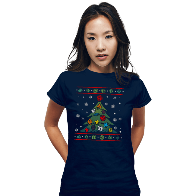 Shirts Fitted Shirts, Woman / Small / Navy Ugly RPG Christmas Shirt