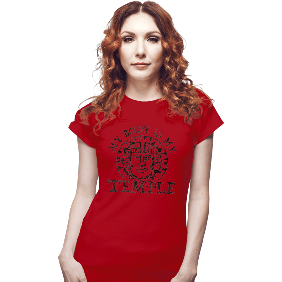 Shirts Fitted Shirts, Woman / Small / Red My Body Is A Hidden Temple