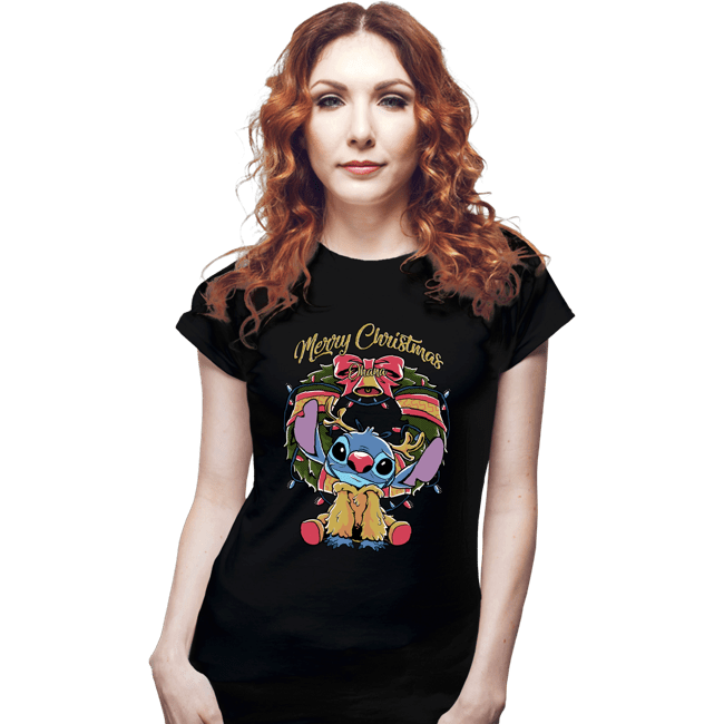 Daily_Deal_Shirts Fitted Shirts, Woman / Small / Black Stitch Xmas