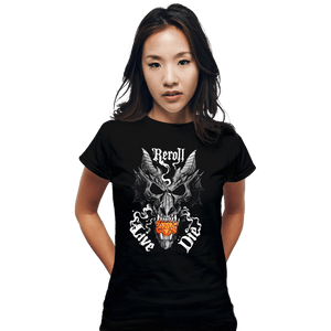 Daily_Deal_Shirts Fitted Shirts, Woman / Small / Black Dragon Skull Dice