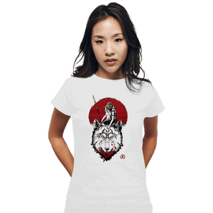 Shirts Fitted Shirts, Woman / Small / White Wolf Princess Ink