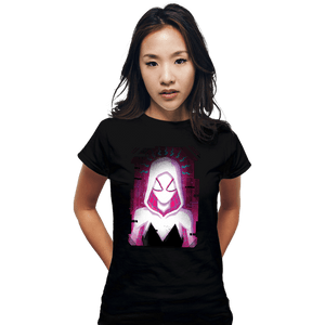 Daily_Deal_Shirts Fitted Shirts, Woman / Small / Black Glitch Spider-Gwen