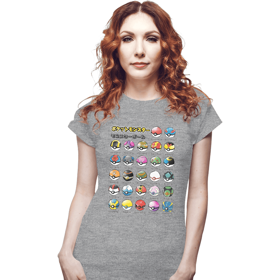Shirts Fitted Shirts, Woman / Small / Sports Grey Types Of Pokeballs