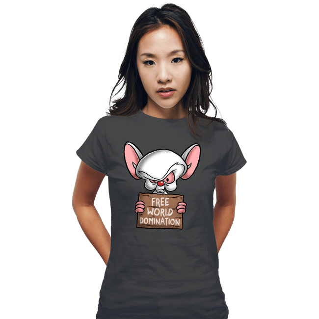 Daily_Deal_Shirts Fitted Shirts, Woman / Small / Charcoal Free World Domination