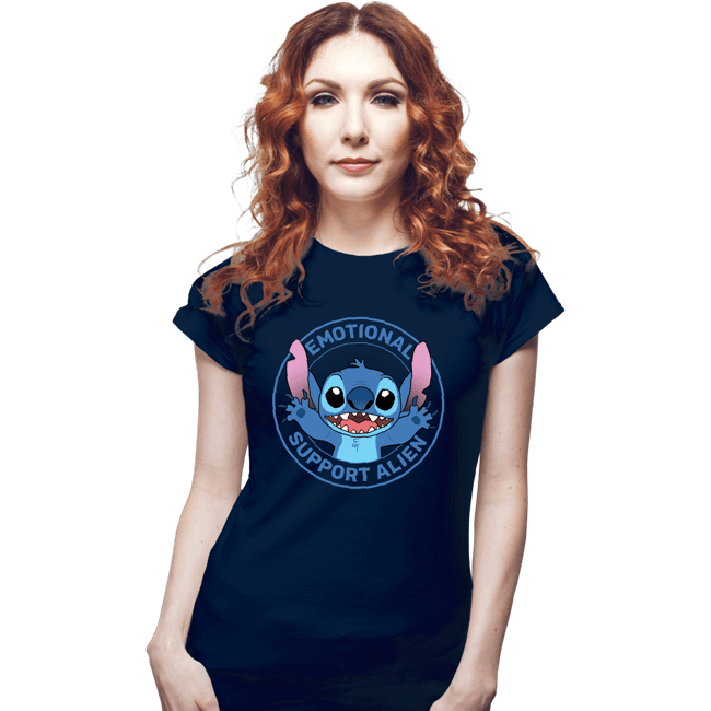 Secret_Shirts Fitted Shirts, Woman / Small / Navy Emotional Support Alien