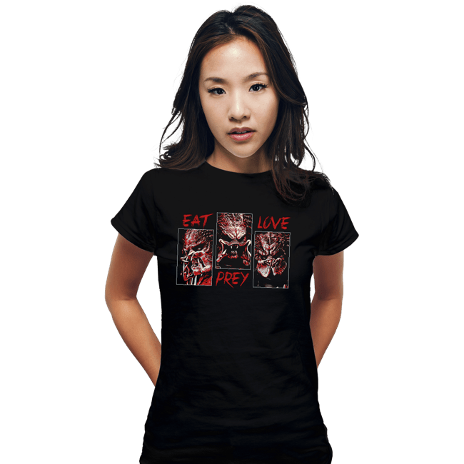 Daily_Deal_Shirts Fitted Shirts, Woman / Small / Black Eat Prey Love