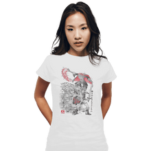 Load image into Gallery viewer, Shirts Fitted Shirts, Woman / Small / White Between Worlds Sumi-e
