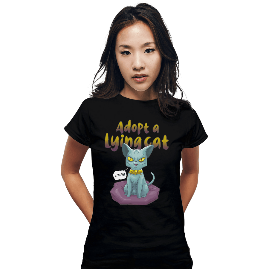 Shirts Fitted Shirts, Woman / Small / Black Adopt A Lying Cat