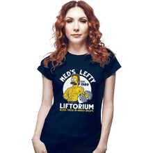 Load image into Gallery viewer, Shirts Fitted Shirts, Woman / Small / Navy Ned&#39;s Lefty Liftorium
