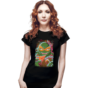 Daily_Deal_Shirts Fitted Shirts, Woman / Small / Black Glitch Michelangelo