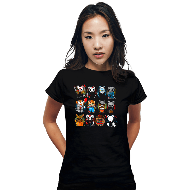 Daily_Deal_Shirts Fitted Shirts, Woman / Small / Black Horror Puppies