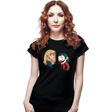 Load image into Gallery viewer, Daily_Deal_Shirts Fitted Shirts, Woman / Small / Black Mario And Peach
