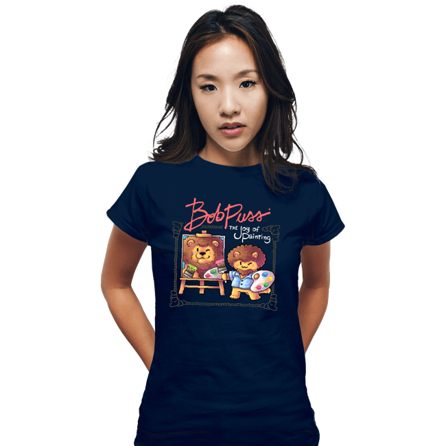 Daily_Deal_Shirts Fitted Shirts, Woman / Small / Navy Kitty Painter
