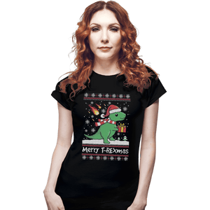 Shirts Fitted Shirts, Woman / Small / Black Merry T-Rexmas