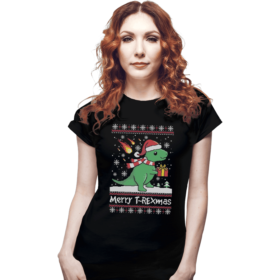 Shirts Fitted Shirts, Woman / Small / Black Merry T-Rexmas