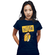 Load image into Gallery viewer, Daily_Deal_Shirts Fitted Shirts, Woman / Small / Navy I Want To Believe
