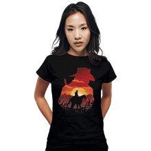 Load image into Gallery viewer, Shirts Fitted Shirts, Woman / Small / Black Red Sunset
