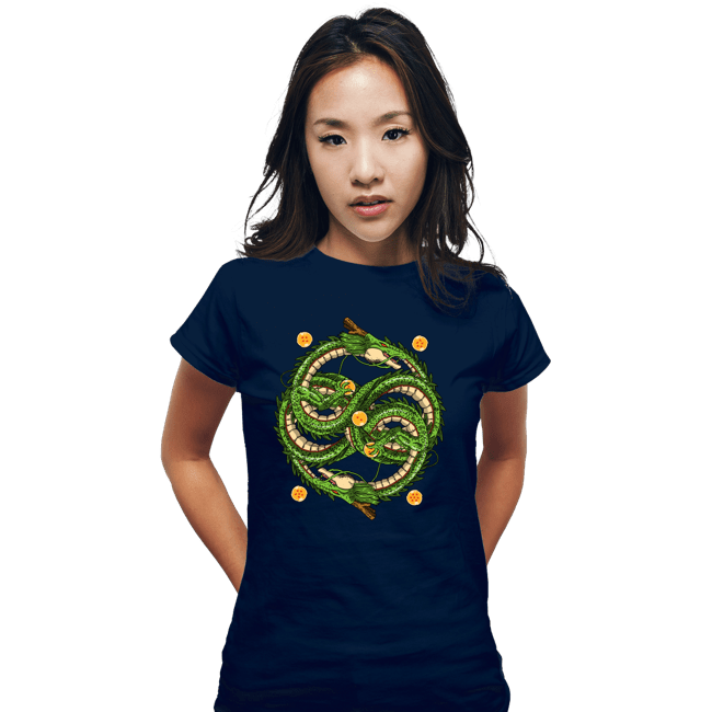 Daily_Deal_Shirts Fitted Shirts, Woman / Small / Navy Neverending Dragonball