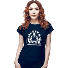 Load image into Gallery viewer, Shirts Fitted Shirts, Woman / Small / Navy Scott&#39;s Gym
