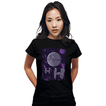 Load image into Gallery viewer, Daily_Deal_Shirts Fitted Shirts, Woman / Small / Black Pixel Death Star
