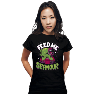 Daily_Deal_Shirts Fitted Shirts, Woman / Small / Black Feed Me Seymour