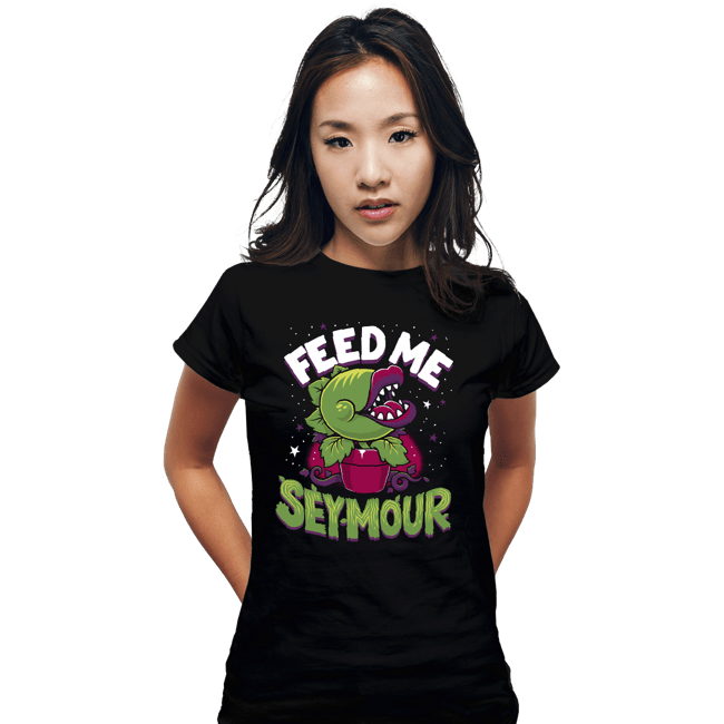 Daily_Deal_Shirts Fitted Shirts, Woman / Small / Black Feed Me Seymour