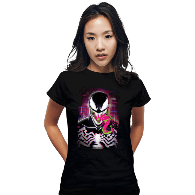 Secret_Shirts Fitted Shirts, Woman / Small / Black Venom Glitch