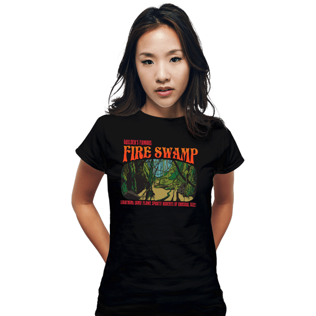Daily_Deal_Shirts Fitted Shirts, Woman / Small / Black Famous Fire Swamp