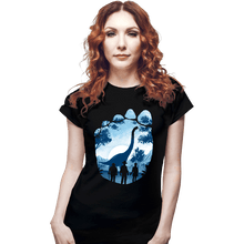 Load image into Gallery viewer, Daily_Deal_Shirts Fitted Shirts, Woman / Small / Black Brachiosaurus Footprint
