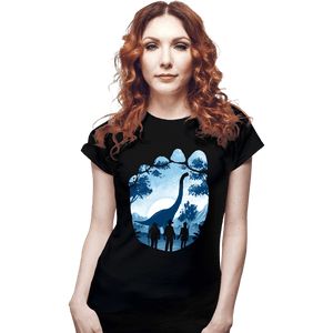 Daily_Deal_Shirts Fitted Shirts, Woman / Small / Black Brachiosaurus Footprint