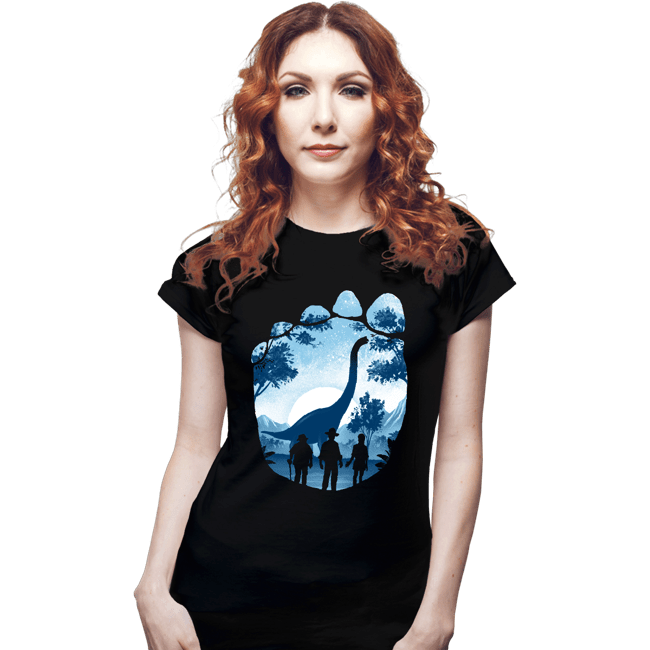 Daily_Deal_Shirts Fitted Shirts, Woman / Small / Black Brachiosaurus Footprint